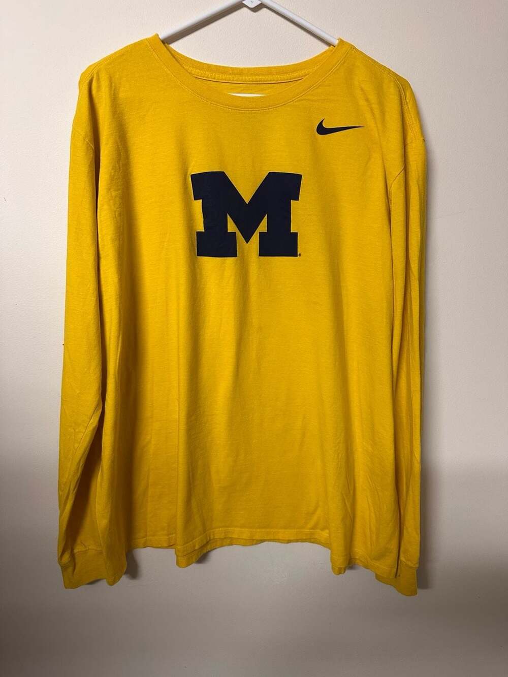 Nike Michigan Wolverines The Nike Tee Long Sleeve T-Shirt Men's Size XXL Gold